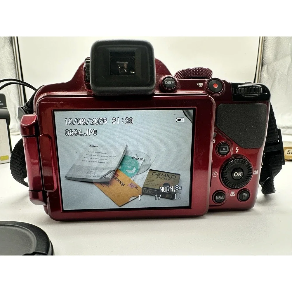 Nikon Coolpix P520 Digital Camera Red 18.1MP 42x Zoom Tilt LCD Bundle Case